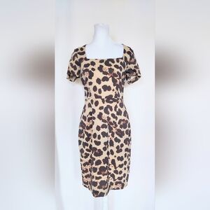 Banana Republic Short Sleeve Sheath Dress Womens Size 0 Leopard Print Stretch